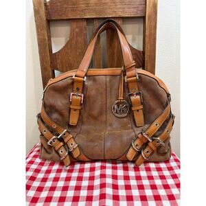 Michael Kors Milo Distressed Leather Satchel Handbag